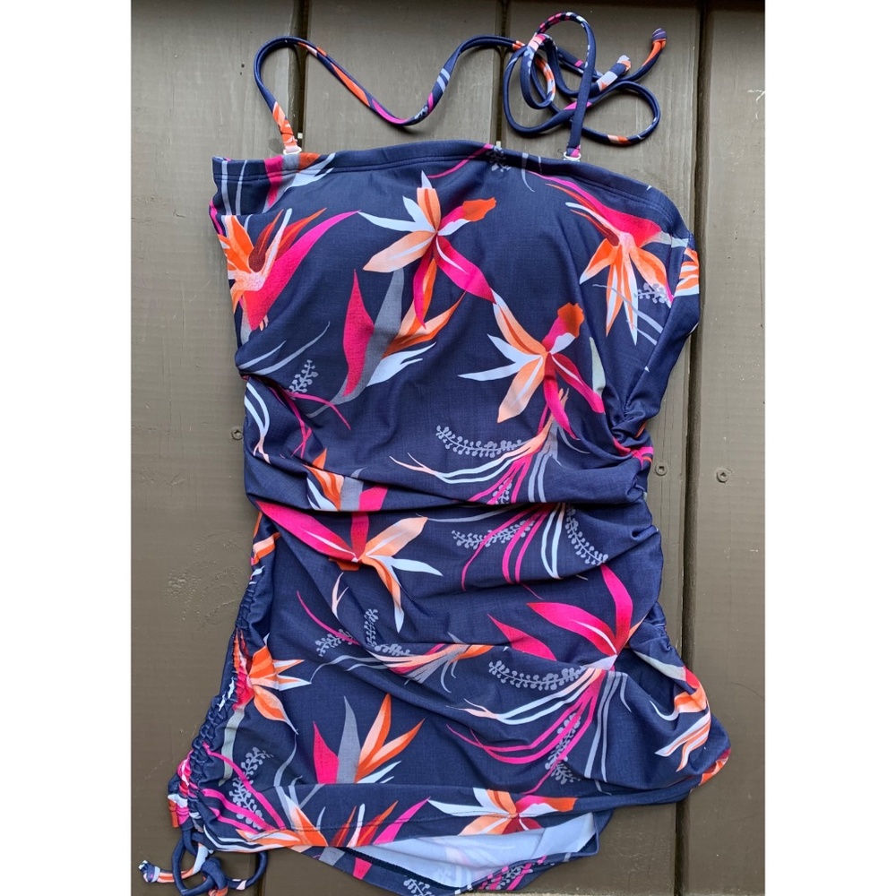 Hapari Swim Dress Top, Navy Floral, size 8-10 Med